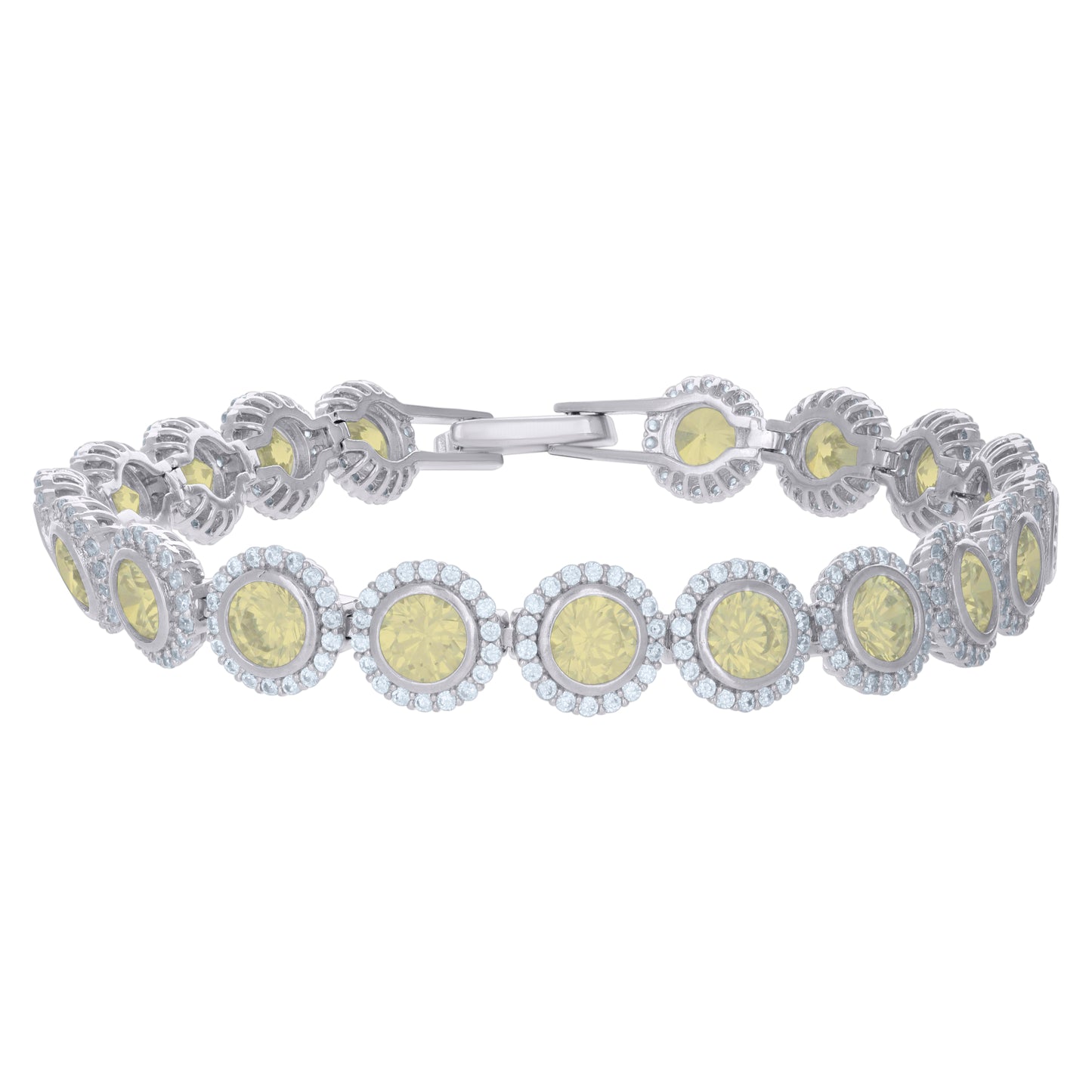 Sterling Silver Womens Cubic-Zirconia Link Fashion Bracelet Size 7 Inches