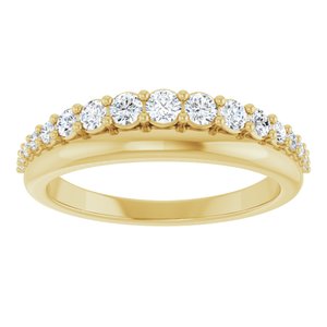 14K Yellow Gold Round Polished 3/8 Ctw Natural Diamond Anniversary Band Size 7