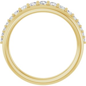 14K Yellow Gold Round Polished 3/8 Ctw Natural Diamond Anniversary Band Size 7