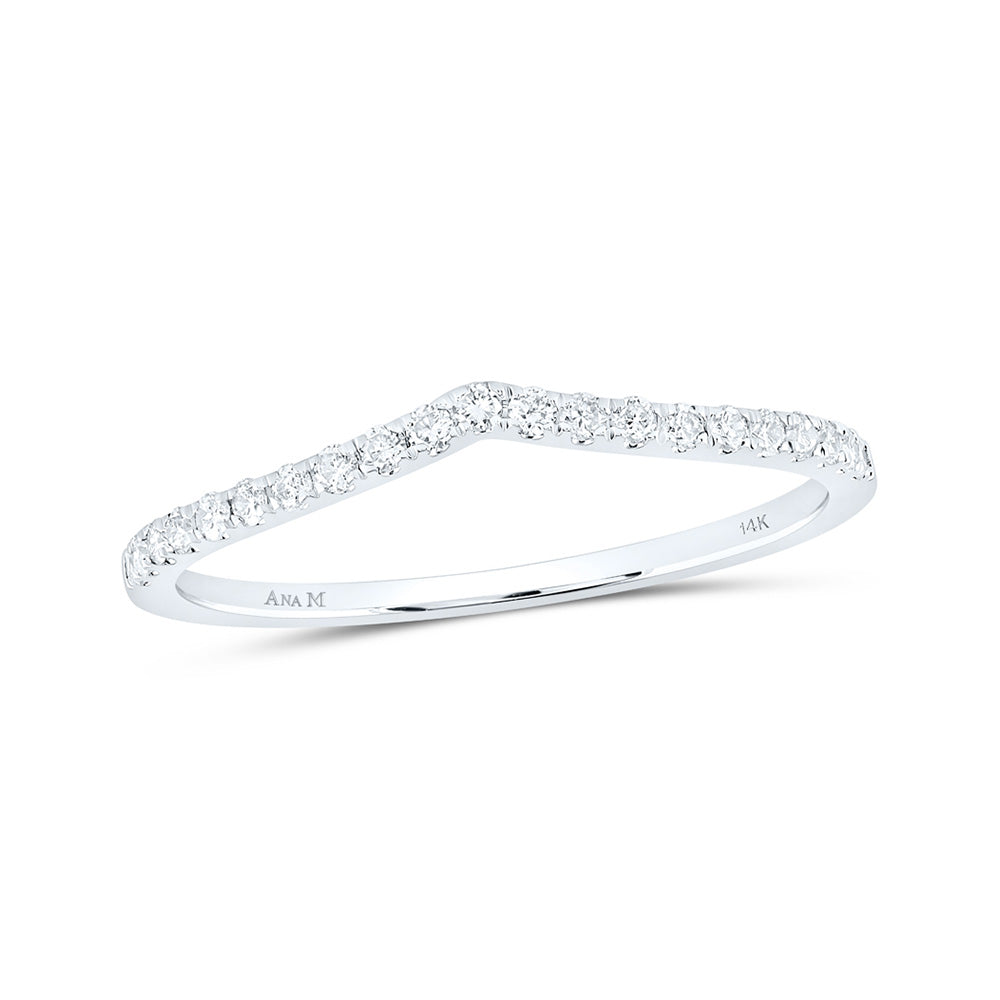 14K Rose Or White Gold Womens Round Diamond Chevron Stackable Band Ring 1/6 Cttw, Womens Size: 5-10