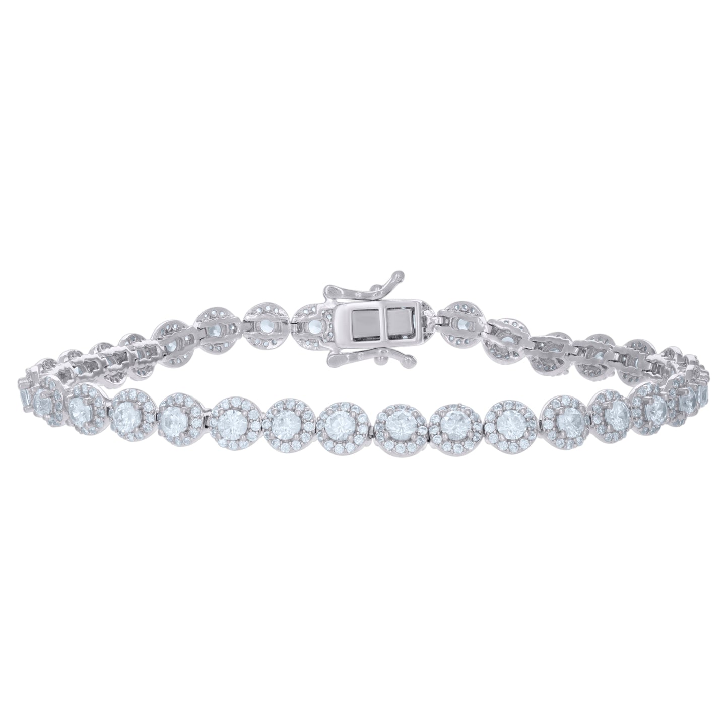 Sterling Silver Womens Cubic-Zirconia Link Fashion Bracelet Size 7 Inches