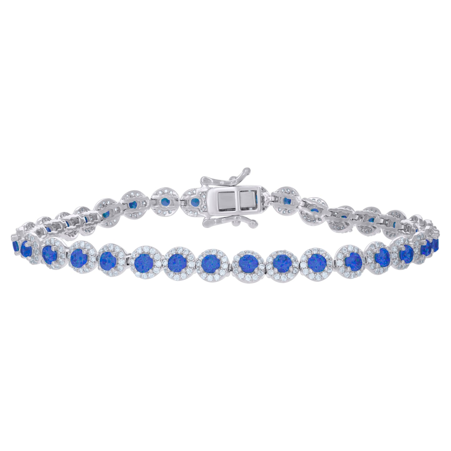 Sterling Silver Womens Cubic-Zirconia Link Fashion Bracelet Size 7 Inches