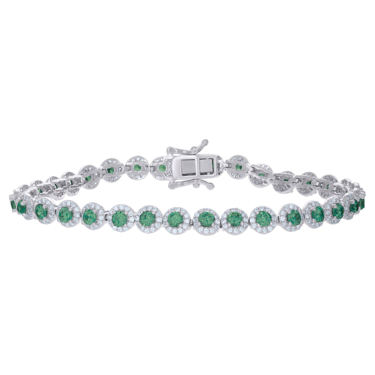 Sterling Silver Womens Cubic-Zirconia Link Fashion Bracelet Size 7 Inches