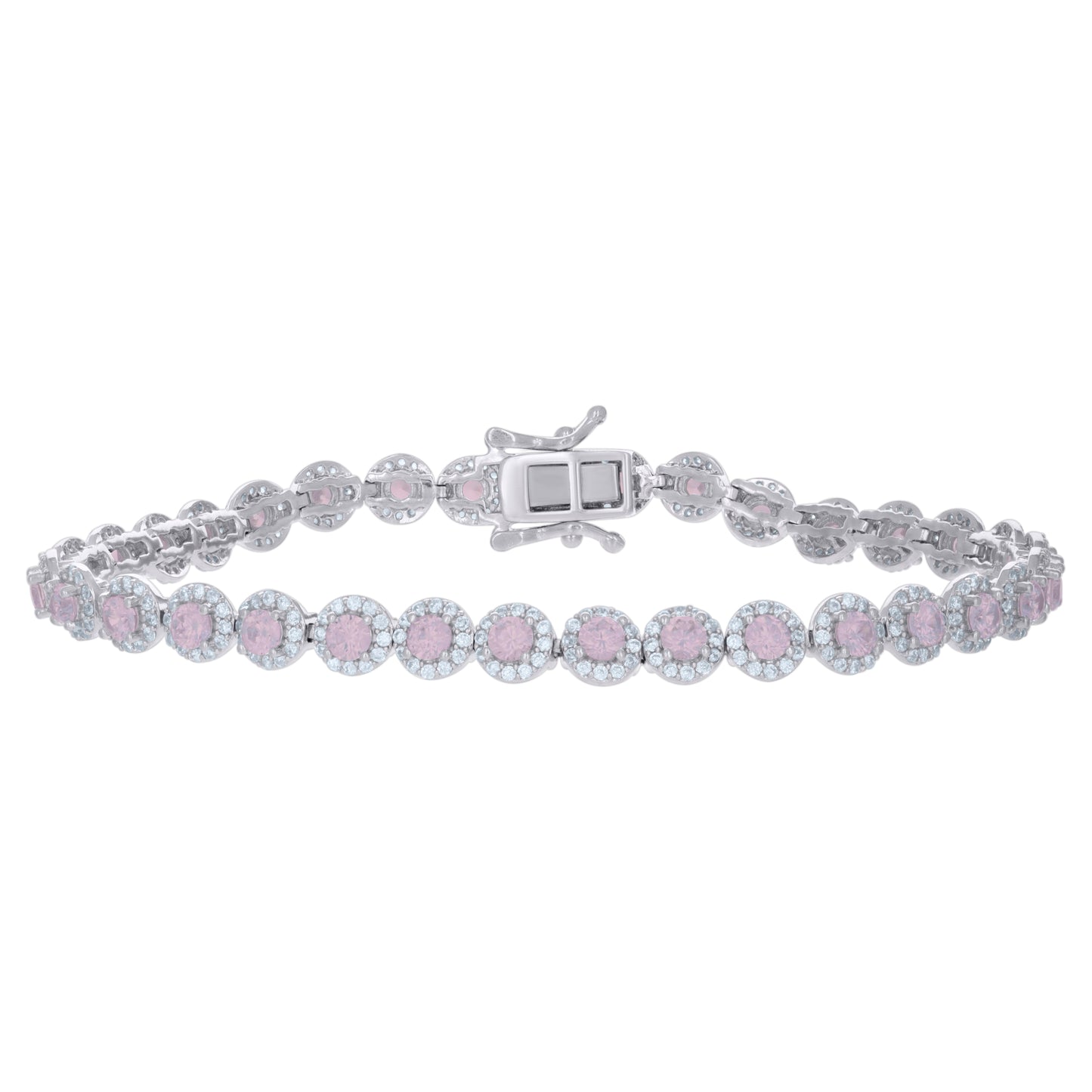 Sterling Silver Womens Cubic-Zirconia Link Fashion Bracelet Size 7 Inches