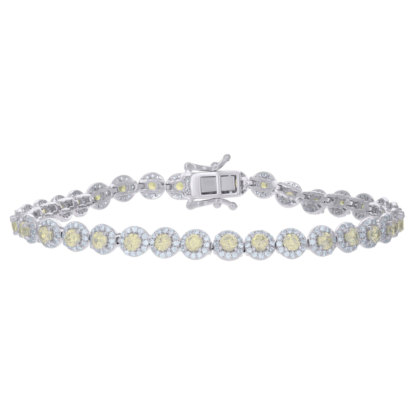 Sterling Silver Womens Cubic-Zirconia Link Fashion Bracelet Size 7 Inches