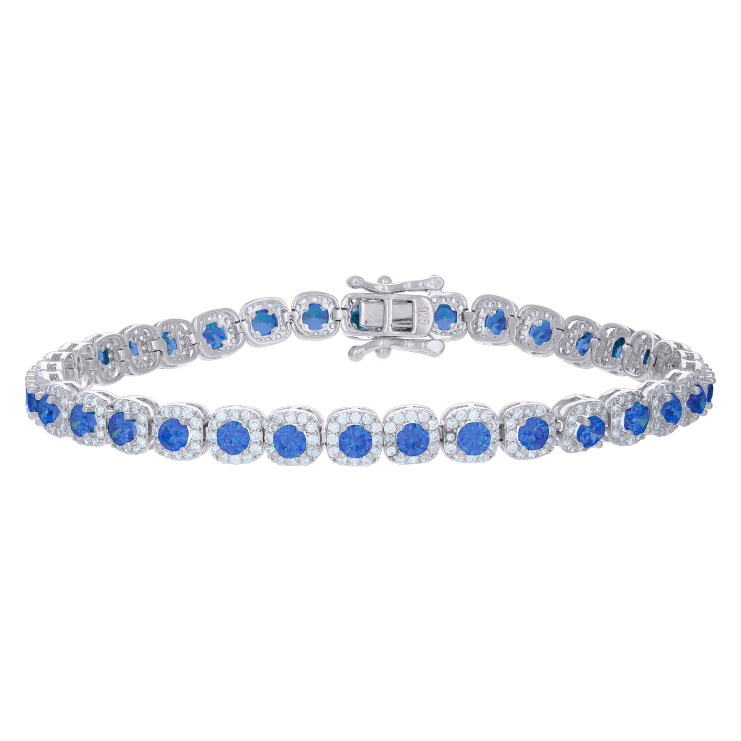 Sterling Silver Womens Cubic-Zirconia Link Fashion Bracelet Size 7 Inches