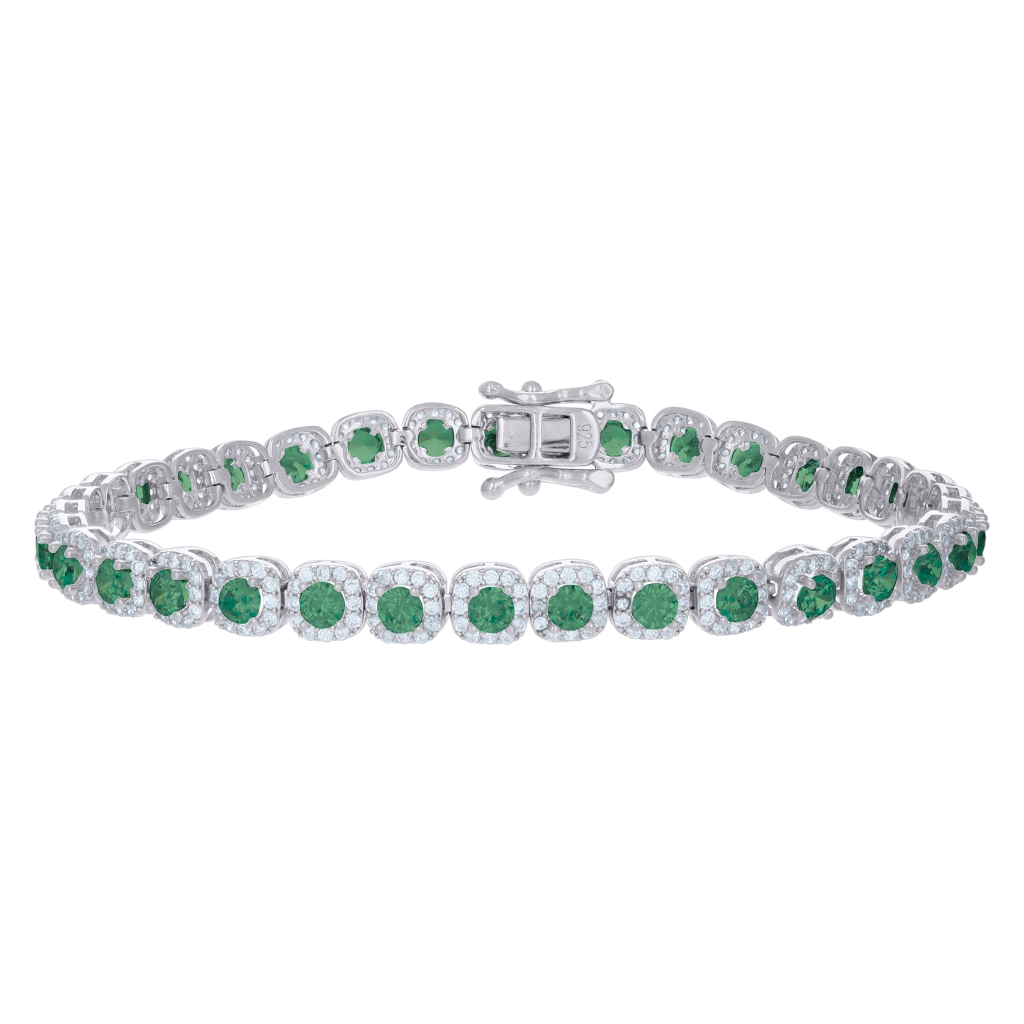 Sterling Silver Womens Cubic-Zirconia Link Fashion Bracelet Size 7 Inches