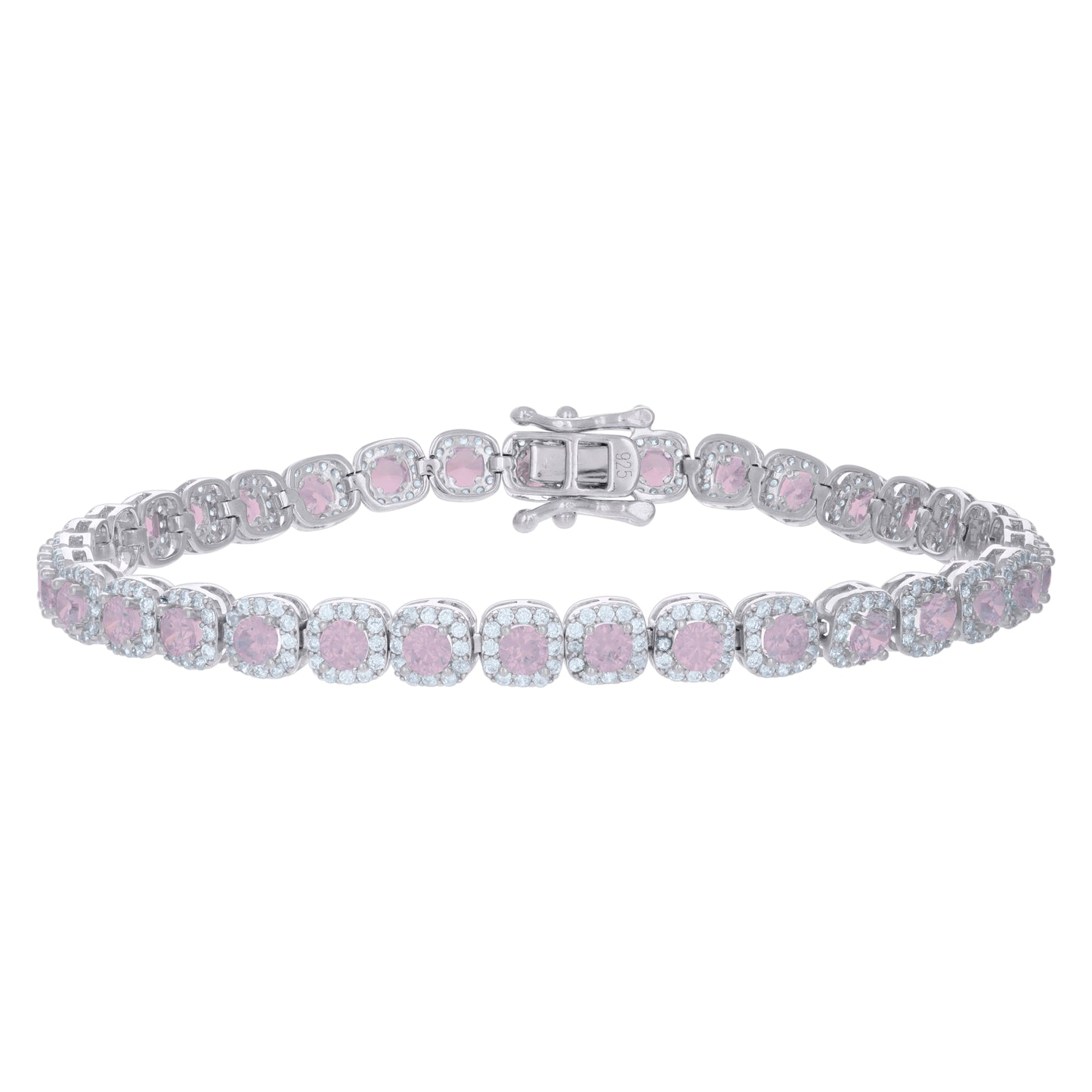Sterling Silver Womens Cubic-Zirconia Link Fashion Bracelet Size 7 Inches