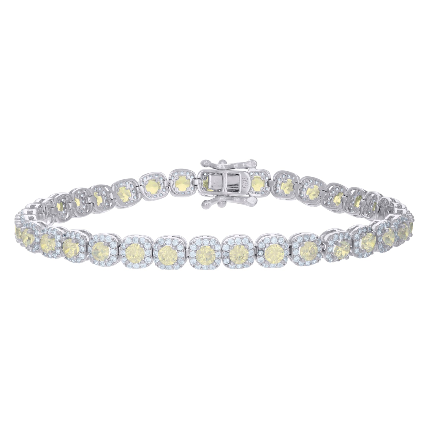 Sterling Silver Womens Cubic-Zirconia Link Fashion Bracelet Size 7 Inches