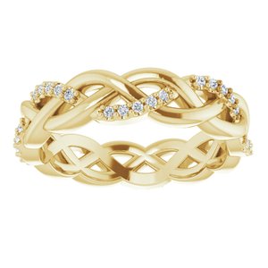 14K Yellow Gold Round 1 Mm G-H Si2-Si3 1/6 Ctw Natural Diamond Band Size 7