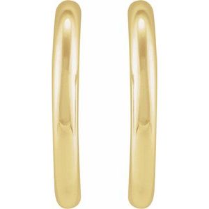 14K Yellow Or White Gold Or Sterling Silver Pair Friction Backs Included Polished Hollow Open Tube Hoop Earrings, Length 20 Mm, Thickness 2.5 Mm