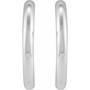 14K Yellow Or White Gold Or Sterling Silver Pair Friction Backs Included Polished Hollow Open Tube Hoop Earrings, Length 20 Mm, Thickness 2.5 Mm