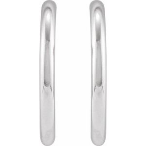 14K Yellow Or White Gold Or Sterling Silver Pair Friction Backs Included Polished Hollow Open Tube Hoop Earrings, Length 25 Mm, Thickness 2.5 Mm