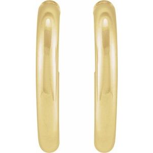 14K Yellow Or White Gold Or Sterling Silver Pair Friction Backs Included Polished Hollow Open Tube Hoop Earrings, Length 13 Mm, Thickness 2.5 Mm