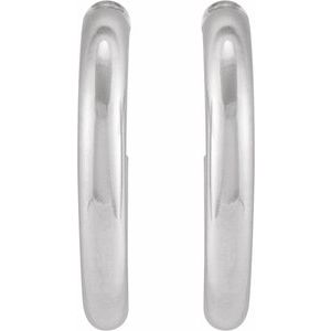 14K Yellow Or White Gold Or Sterling Silver Pair Friction Backs Included Polished Hollow Open Tube Hoop Earrings, Length 13 Mm, Thickness 2.5 Mm