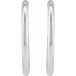 14K Yellow Or White Gold Or Sterling Silver Pair Friction Backs Included Polished Hollow Open Tube Hoop Earrings, Length 30 Mm, Thickness 2.5 Mm
