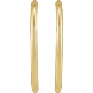 14K Yellow Or White Gold Or Sterling Silver Pair Friction Backs Included Polished Hollow Open Tube Hoop Earrings, Length 30 Mm, Thickness 2.5 Mm