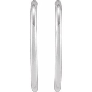 14K Yellow Or White Gold Or Sterling Silver Pair Friction Backs Included Polished Hollow Open Tube Hoop Earrings, Length 35 Mm, Thickness 2.5 Mm