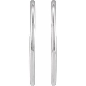14K Yellow Or White Gold Or Sterling Silver Pair Friction Backs Included Polished Hollow Open Tube Hoop Earrings, Length 45 Mm, Thickness 2.5 Mm