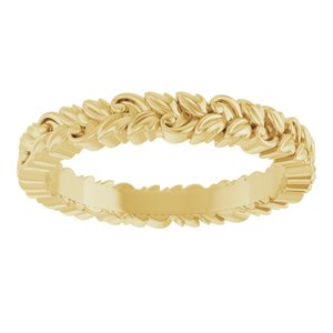 14K Yellow Gold 3.2 Mm Polished Nature-Inspired Leaf Ladies Band Size 7