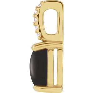 14K Yellow Gold Oval 7 X 5Mm G-H I1 Natural Onyx And .02 Ctw Natural Diamond Cabochon Pendant