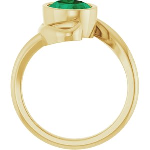 14K Yellow Gold Lab-Grown Emerald Oval 9 X 7 Mm Polished Lab Grown Emerald Ring Size 7