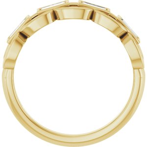 14K Yellow Gold Straight Baguette 4 X 2 Mm Polished Lab-Grown Moissanite Chain Link Ring Size 7