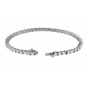 14K White Gold Emerald 3 X 2.1Mm G-H Si 5 Ctw Lab-Grown Diamond Line Bracelet, Length: 7 In
