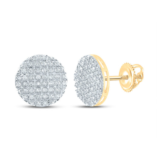 10K Yellow Gold Round Diamond Circle Earrings 1/4 Cttw