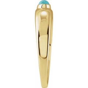 14K Yellow Gold Oval 5 X 3 Mm Polished Natural Cabochon Turquoise Petite Dome Ring Size 7