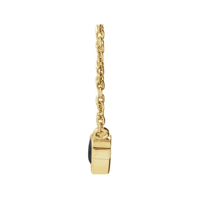 14K Yellow Gold Heart 4 X 4 Mm 16-18 In Polished Natural Onyx Bezel-Set Necklace