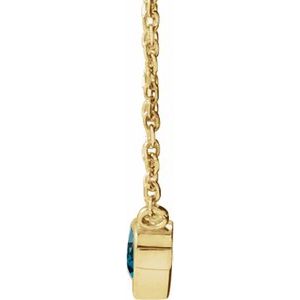 14K Yellow Gold Heart 4 X 4 Mm Natural London Blue Topaz Bezel-Set Necklace, Length: 18 In