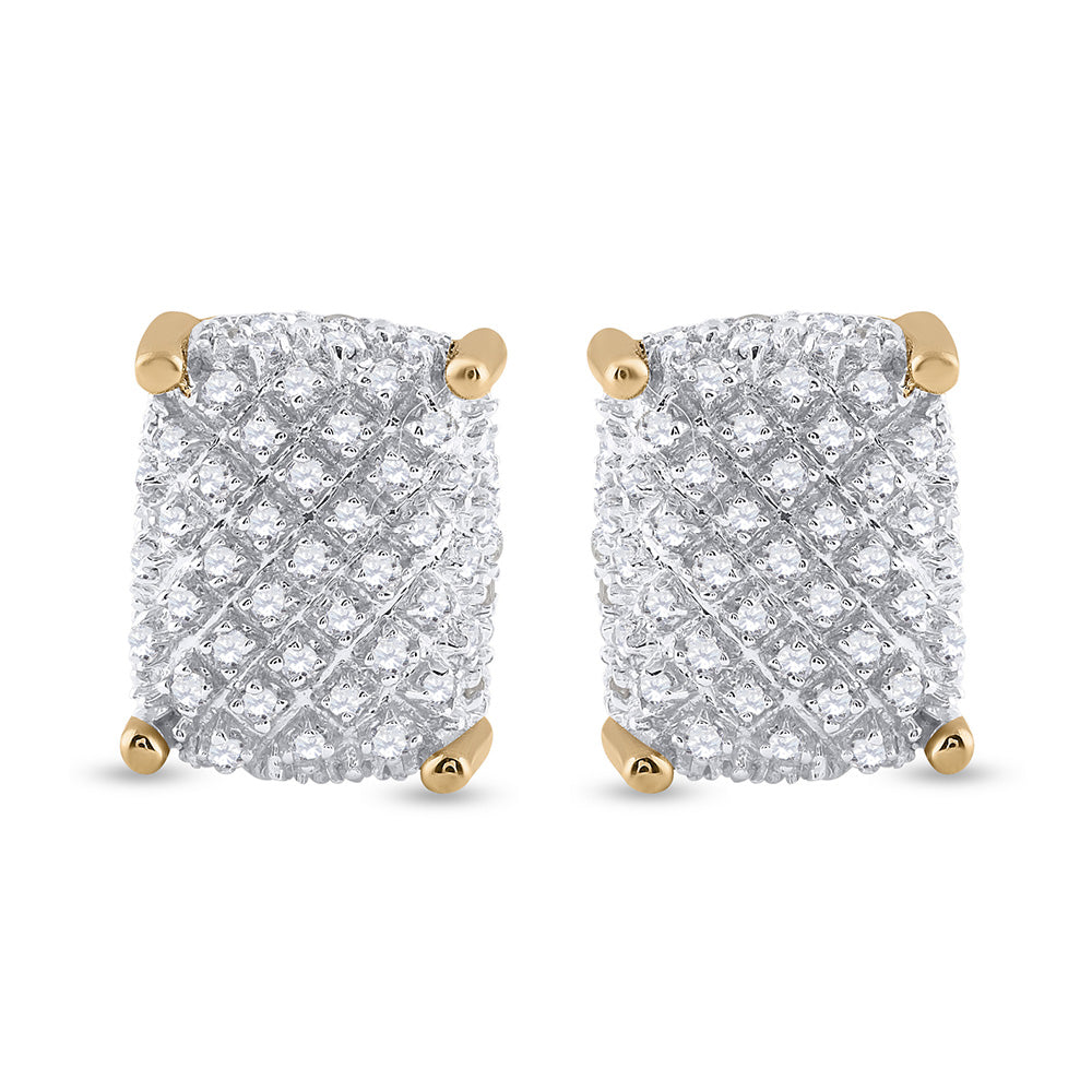 10K Yellow Gold Round Diamond Cluster Earrings 1/3 Cttw