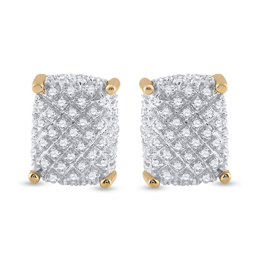 10K Yellow Gold Round Diamond Cluster Earrings 1/3 Cttw