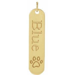 14K Yellow Gold Paw Print 22.4 X 5 Mm Polished Paw Print Engravable Pendant
