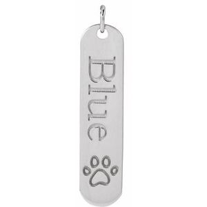 Sterling Silver Paw Print 22.4 X 5 Mm Polished Paw Print Engravable Pendant