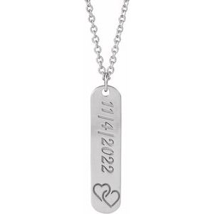 Sterling Silver 2 Hearts 22.4 X 5 Mm 16-18 In Polished Interlocking Hearts Engravable Necklace