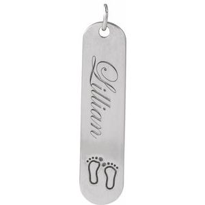 Sterling Silver Footprints 22.4 X 5 Mm Polished Footprint Engravable Pendant