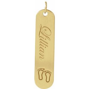 14K Yellow Gold Footprints 22.4 X 5 Mm Polished Footprint Engravable Pendant