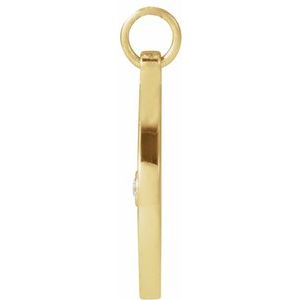 14K Yellow Gold Round 1.5Mm G-H I1 .015 Ct Natural Diamond Compass Pendant