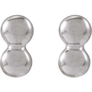 14K Yellow Or White Gold 3.2 X 1.6 Mm Pair Friction Backs Included .37 In Polished 2 Bead Stud Earrings