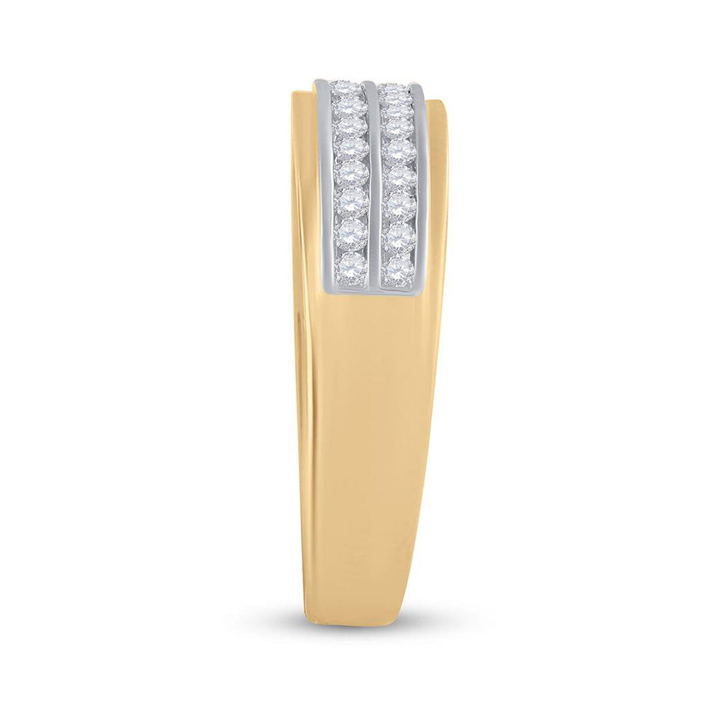 14K Yellow Gold His Hers Round Diamond Cluster Matching Wedding Set 7/8 Cttw, Womens Size: 5-10, Mens Size: 7-13