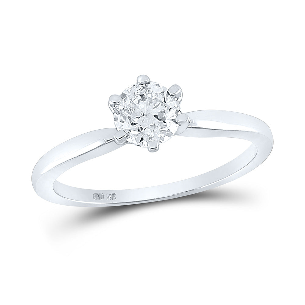 14K White Gold Womens Round Diamond Solitaire Bridal Wedding Engagement Ring 3/4 Cttw, Womens Size: 5-10