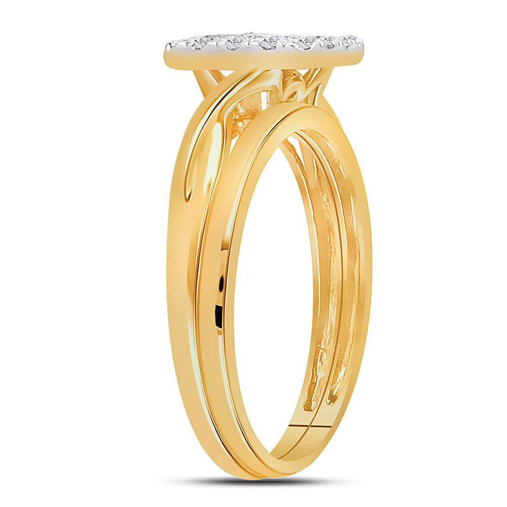 10K Yellow Gold Round Diamond Bridal Wedding Ring Band Set 1/3 Cttw, Womens Size: 5-10