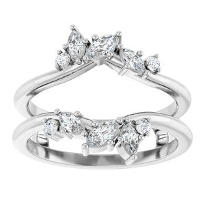 Platinum Marquise 4 X 2 Mm Polished 1/3 Ctw Natural Diamond Ring Guard Size 7