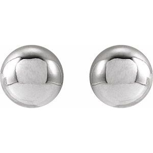 14K White Gold 5 Mm Pair Friction Backs Polished Ball Earrings