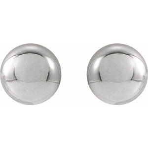 14K White Gold 6 Mm Pair Friction Backs Polished Ball Earrings