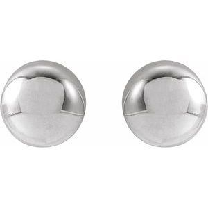 14K White Gold 7 Mm Pair Friction Backs Polished Ball Earrings