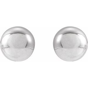 14K White Gold 8 Mm Pair Friction Backs Polished Ball Earrings