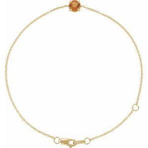 14K Yellow Or White Gold Or Sterling Silver Round 4 Mm 6.5-7.5 In Polished Natural Gemstone Solitaire Bracelet